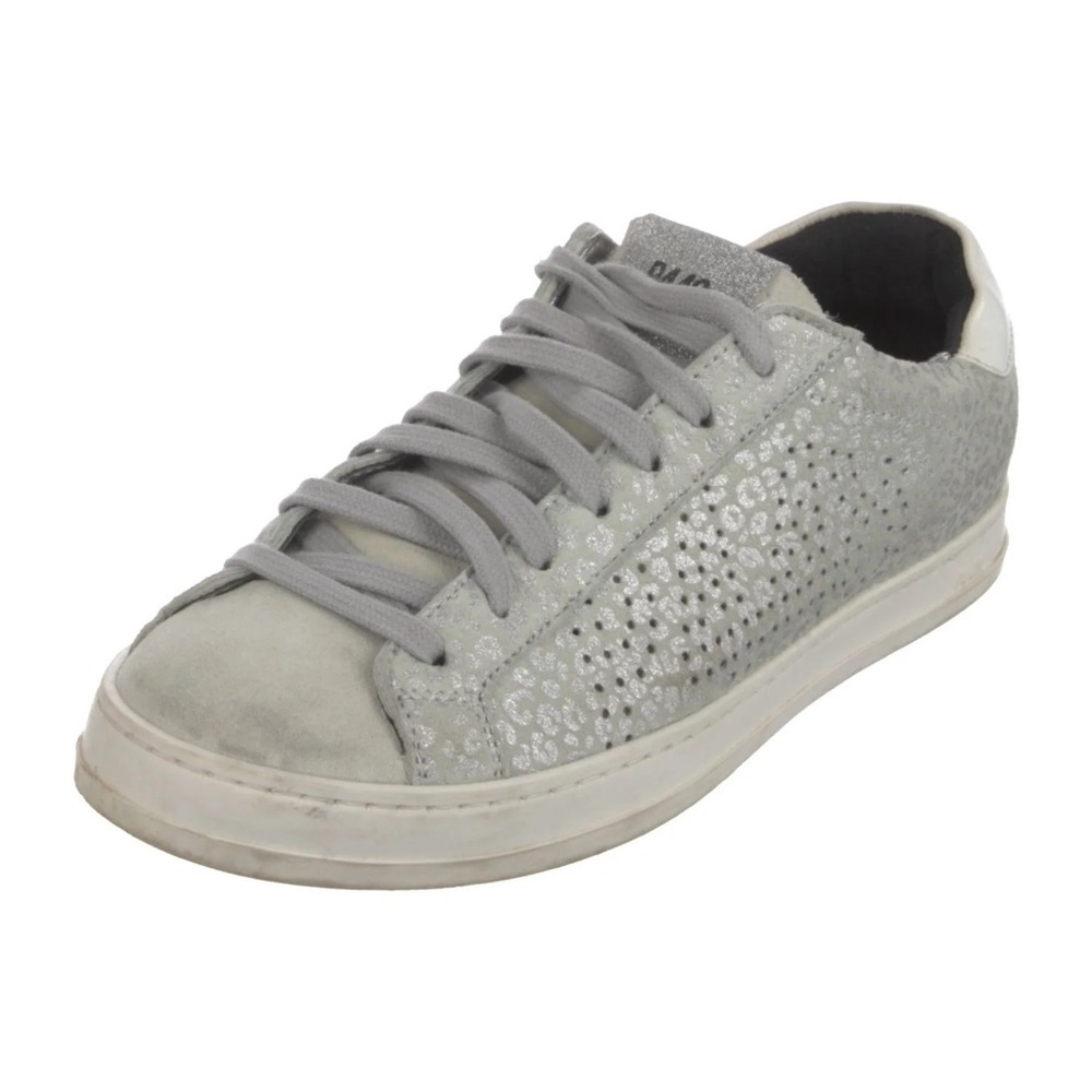 P448 Gray Glitter Suede Cheeta Premium Skate Sneakers 8